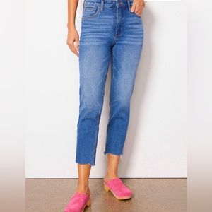 Kut: High Rise Rachel FaB AB mom jeans.  Raw hem so 4L